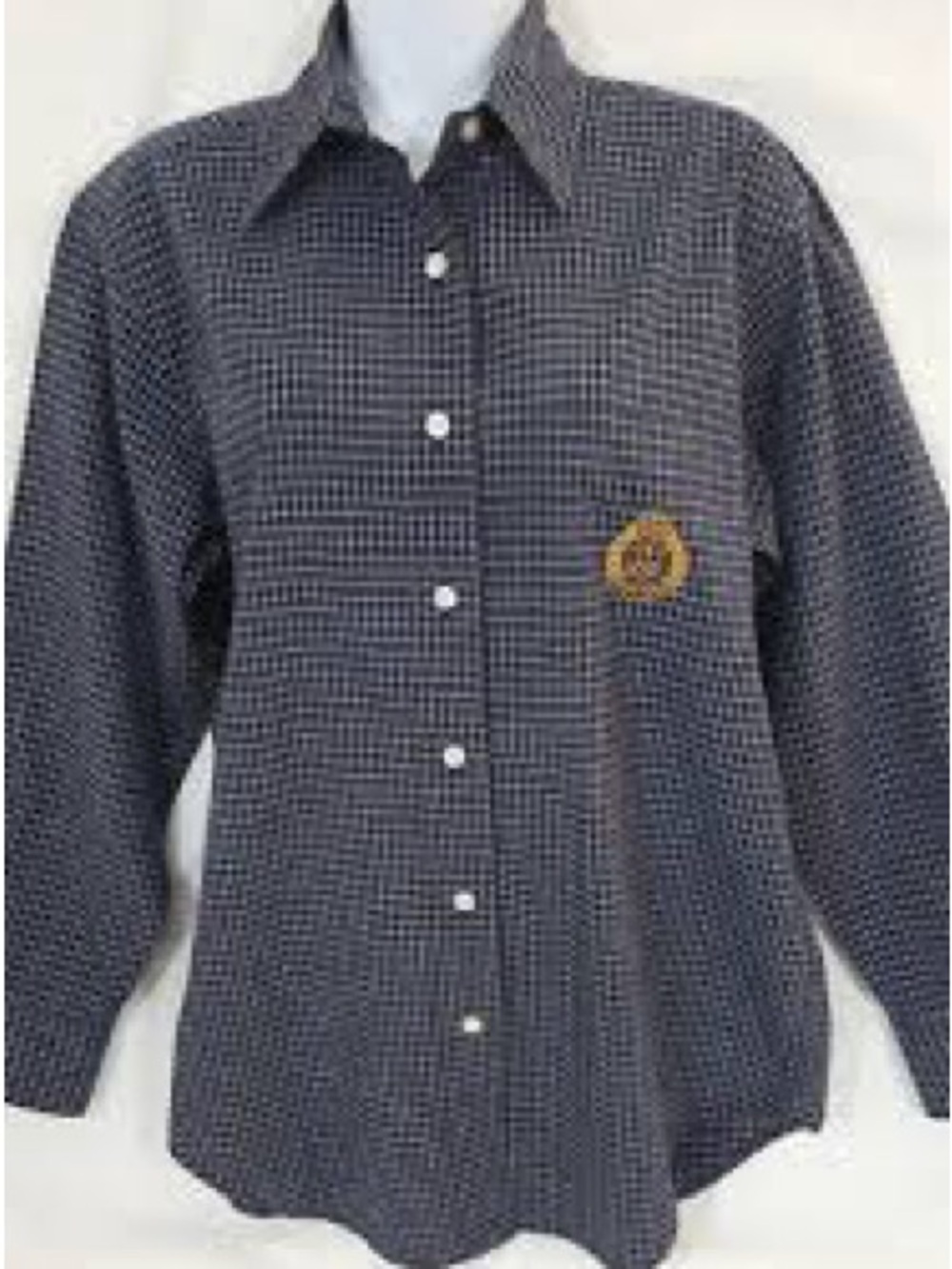 Ralph Lauren Navy Check Button-Down Shirt with Crest